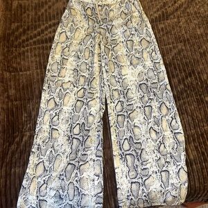Snake Print Wide Leg Pants